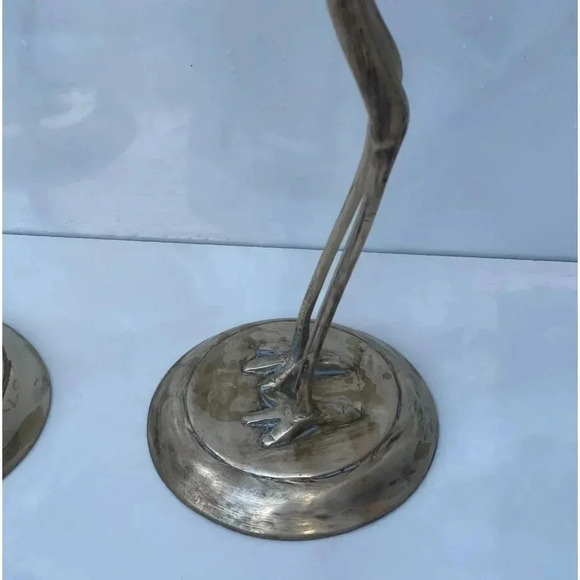 Vintage Collection Two Pair of Handmade Brass Flamingo golden Sz 16" - Picture 7 of 12